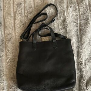 Madewel Black Leather Tote Bag